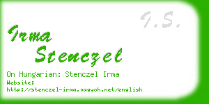 irma stenczel business card